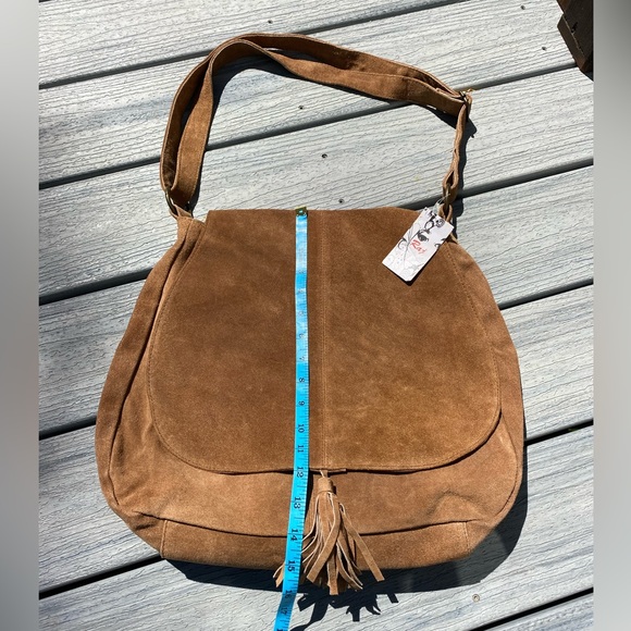 Brand new Raj Tan/Brown Suede Crossbody Purse (NWT) - Picture 3 of 16